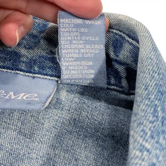 VTG Liz & Me Women’s Studded Blue Denim Cotton Trucker Style Jean Jacket 0X - Picture 3 of 12